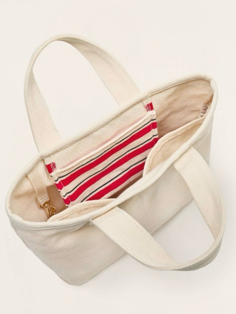 Parke NWT Cream Canvas Tote Bag with Red Logo